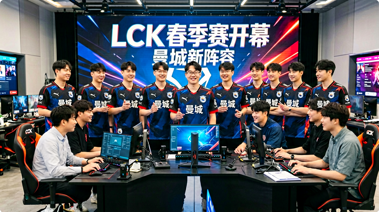 电竞战队合影，T1战队成员在LCK赛季前集体亮相